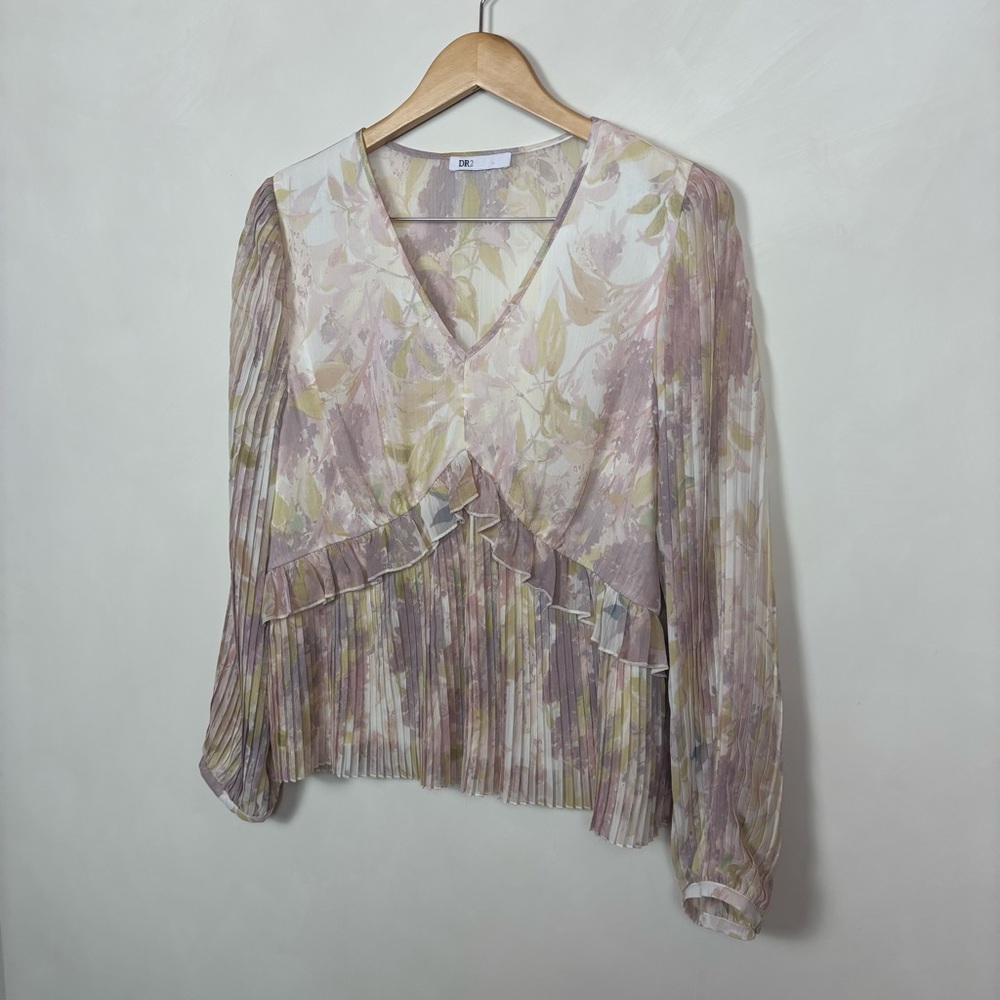 DR2 Ruffled Babydoll Top women's Sz L/XL Pleated Coquette Cottagecore Fairycore - Picture 5 of 13